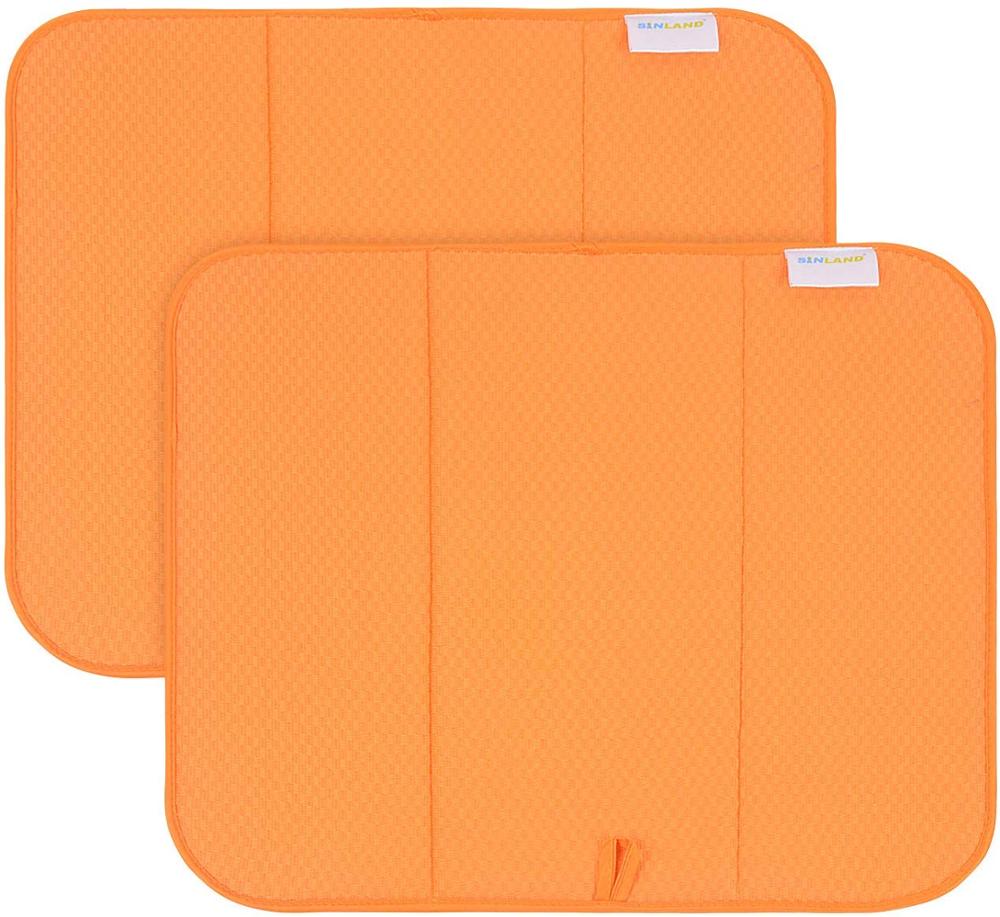 Sunland Home Microfiber Dish Drying Mat Dish Drying Rack Pads Kitchen Counter Mat Super Absorbent 16InX18In 2 Packs