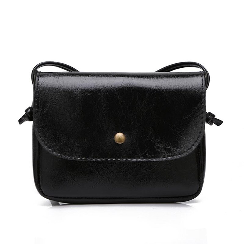 Eenvoudige Mini Mobiele Telefoon Crossbody Bag Solid Vrouwen tassen Super licht Vierkante Enkele Schoudertas Flappen PU Leer: Black