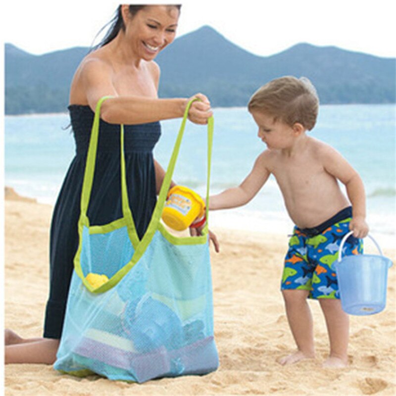 Gaze filtreret vand børn strand legetøj taske stor størrelse holdbar snor opbevaringspakke til børn