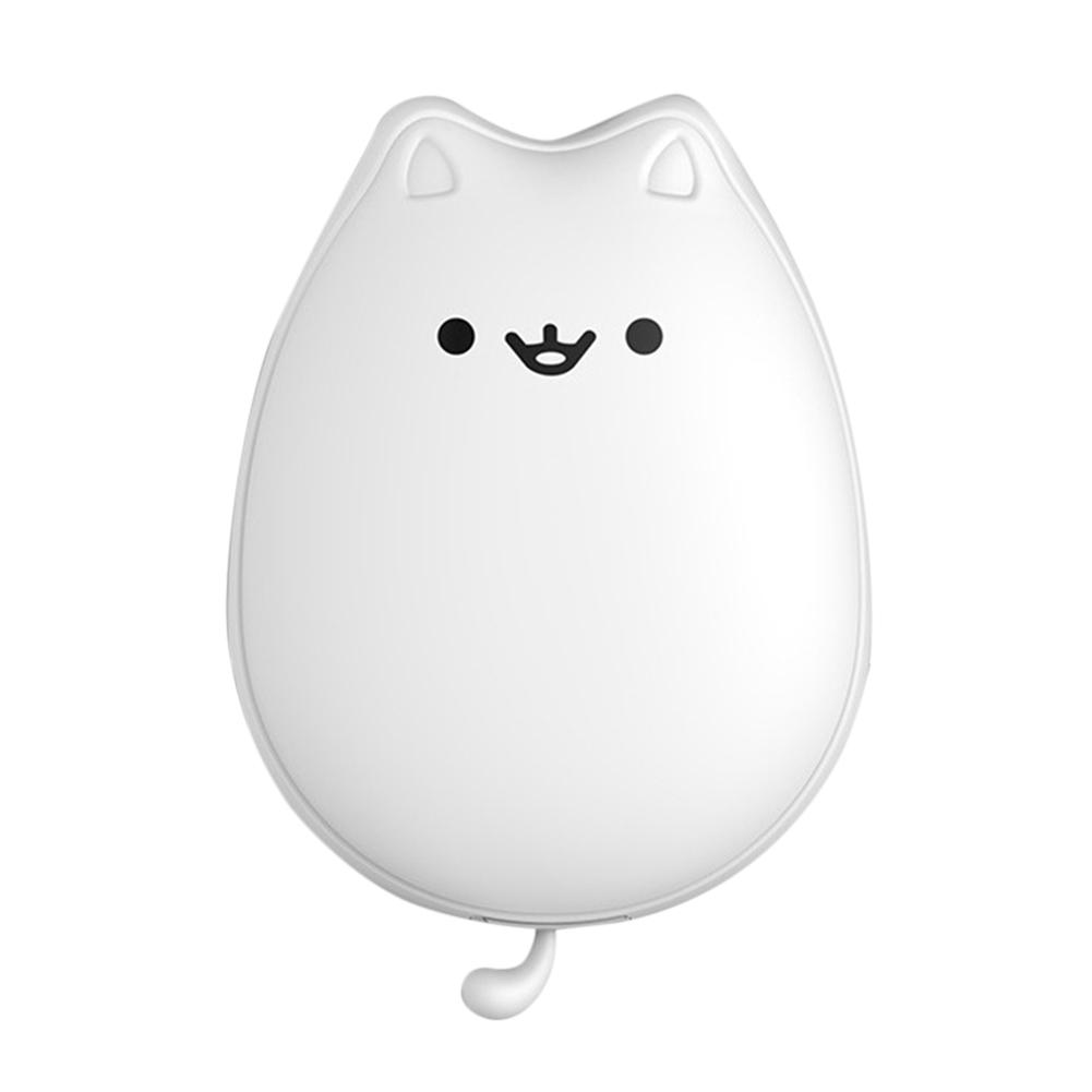 5200mAh Cute Cat Pocket Heater Hand Warmers Pocket Heater Portable Rechargeable Hand Warmer Cat Power Bank For Autumn Winter: White