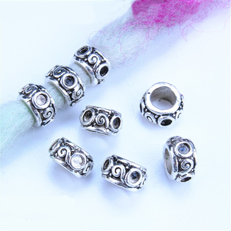 Anillos para el pelo de Metal plateado, trenzas para el cabello, rastas, cuentas, abalorios, rastas, accesorios para el cabello DIY, 5 unids/bolsa: 5pcs  NO.2