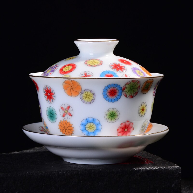 Jingdezhen Teapot Home Drinkware Tieguanyin Green Tea Kettles Brief Ceramic Gaiwan Porcelain 200cc Office Tea Ceremony Teaware: C