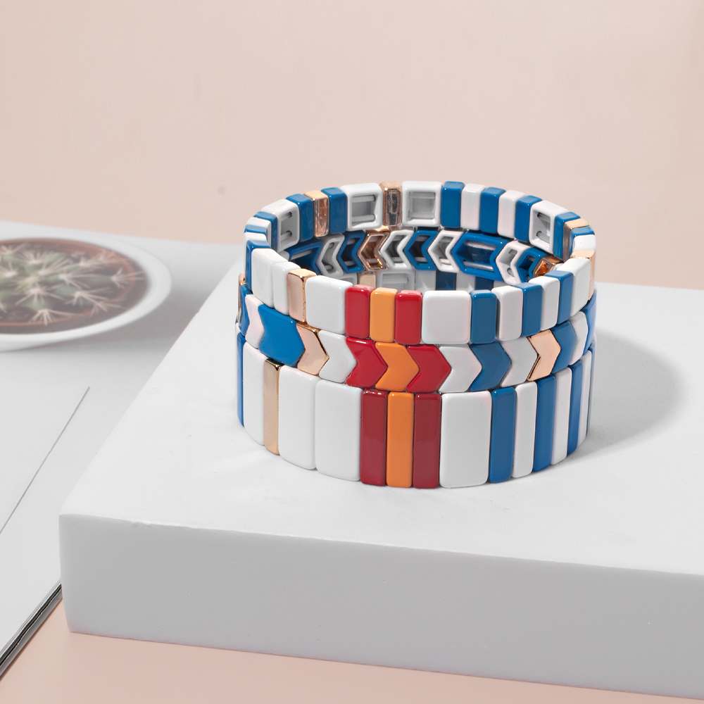 Conjuntos de pulseras de cuentas de colores para mujer, pulseras elásticas bohemias, brazalete de Metal, proveedores de joyería al por mayor, nueva