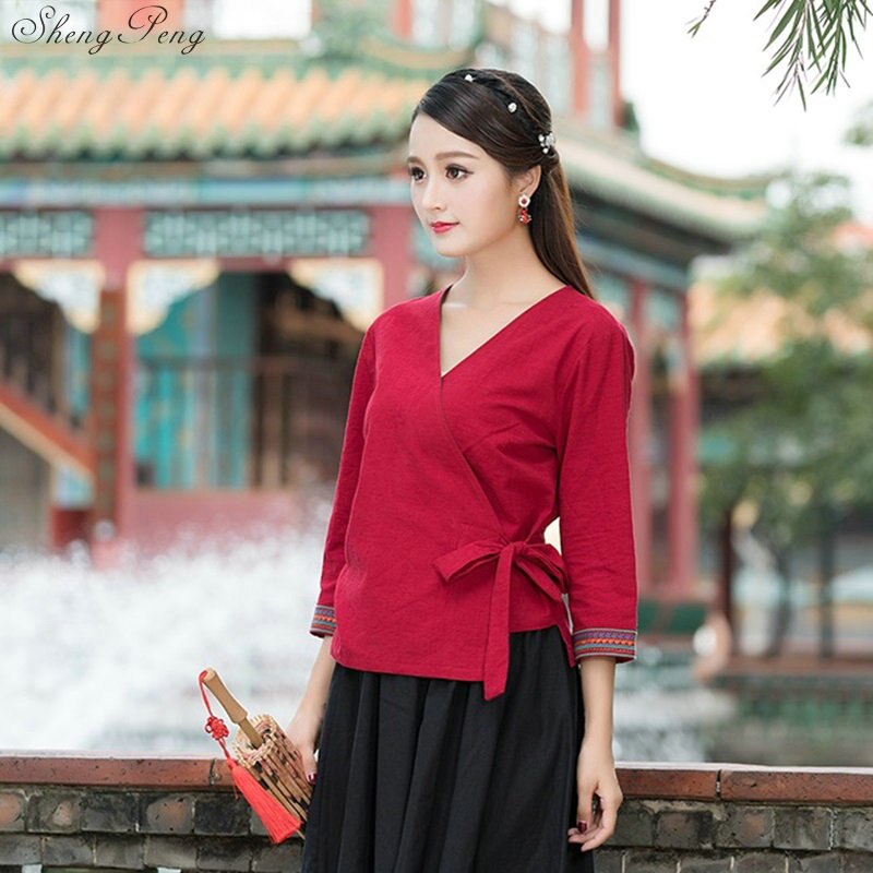 Traditionele Chinese Kleding Voor Vrouwen Casual Losse Tops Blouse Chinese Markt Online Traditionele Chinese Shirt Top Q321