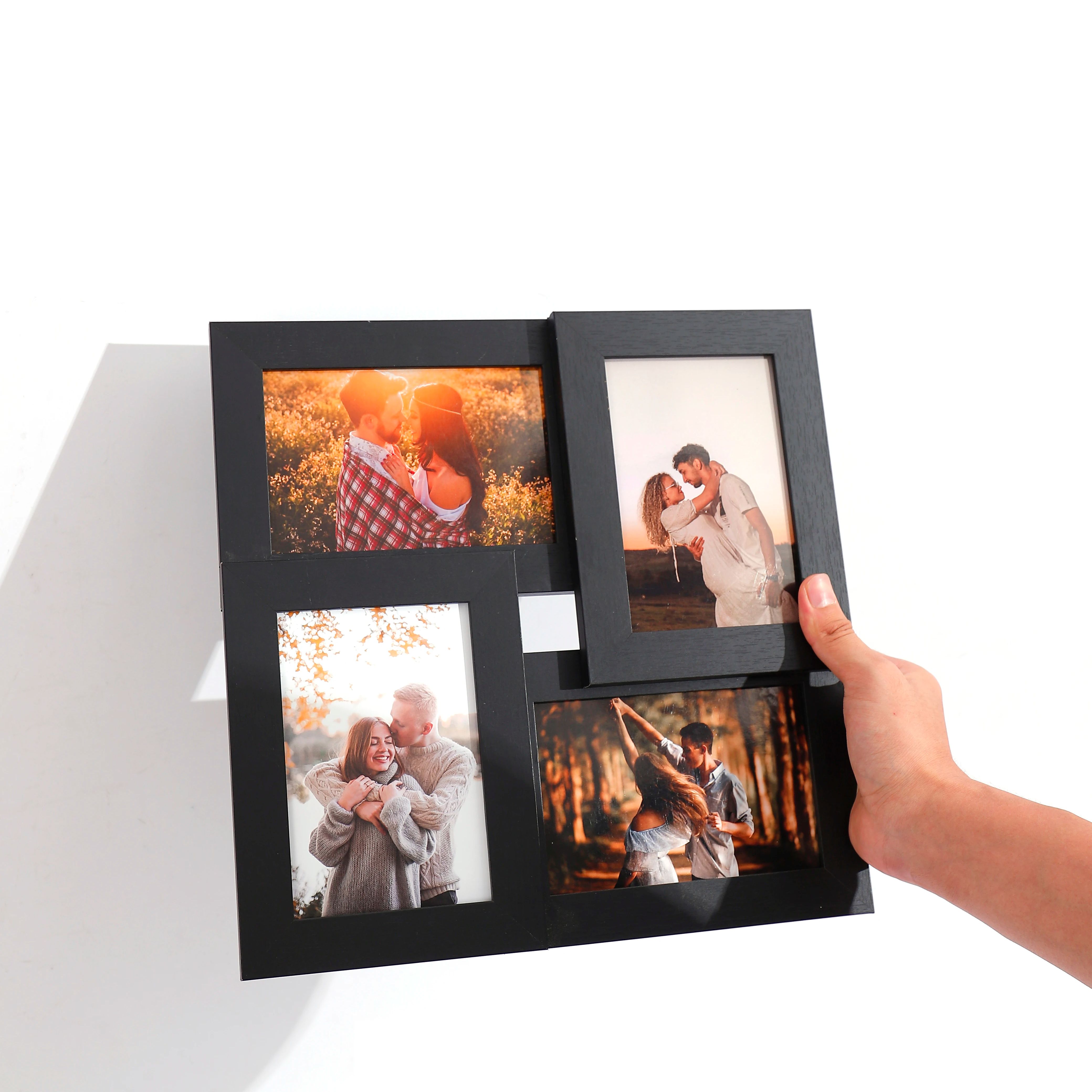 Marcos de fotos de 4x6 para decoración de pared, conjunto de 4 marcos de fotos familiares, Collage de decoración de pared para Familia, Parejas, amigos