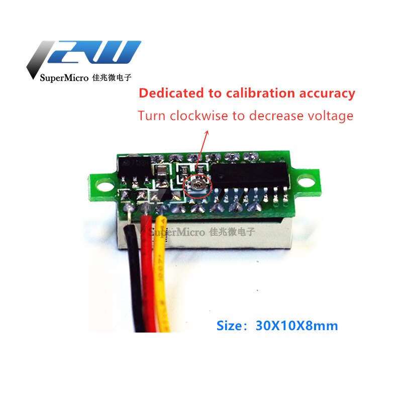 Voltímetro digital de batería de DC0-100V de tres cables, pantalla digital de tubo CC con cabezal para medidor de voltaje de 0,28 pulgadas