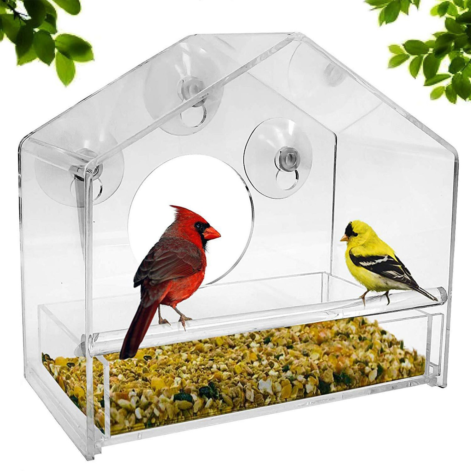 Bird Feeder Window Bird Feeders Clear Glass Window Viewing Bird Feed Hotel Table Peanut Hanging Suction For Pet Birds