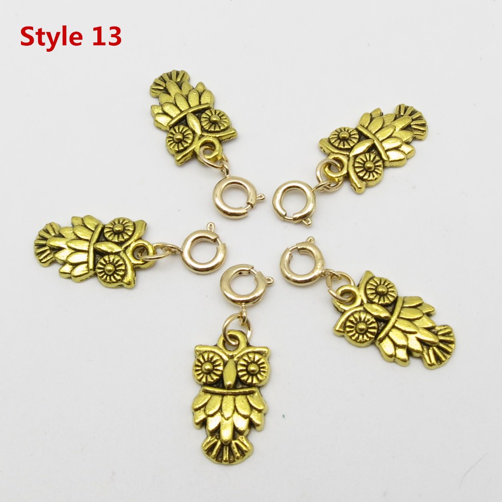 5 stks/pak shell boom DIY Charms haar vlecht dread dreadlock kralen clips manchetten ringen Gouden Sluitingen Sieraden dreadlock accessoires: 5pcs Style 13