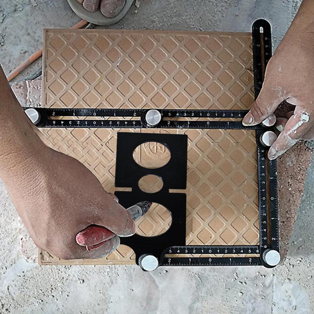 Square Ruler Woodworking Tool Drill Guide Ruler Measuring Tool Masonry Wall Tile Floor Tile Glass Universal Punching Artifact