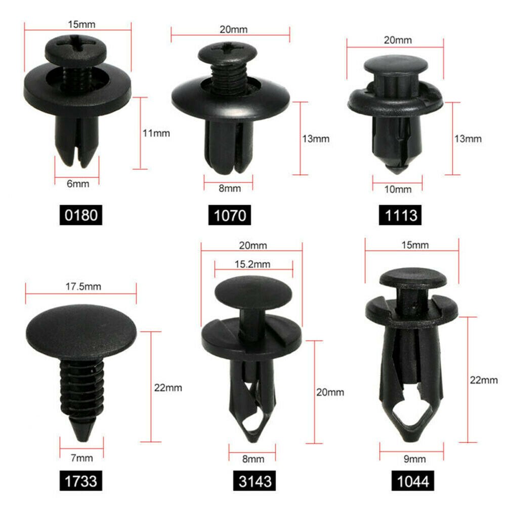 125Pcs Clips Plastique Voiture, 6 Types Clips Voiture Universels, Rivet Plastique De Panneau De
