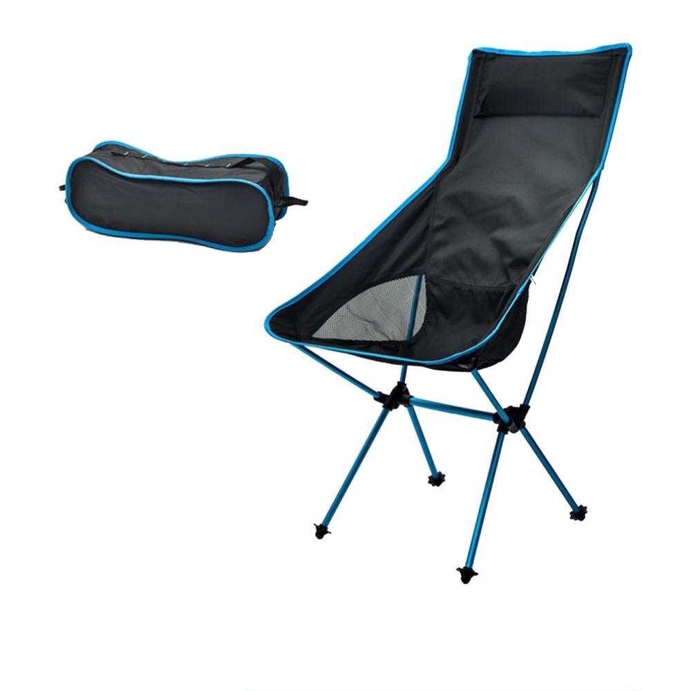 Campingstol udendørs letvægts aluminiumslegering sammenklappelig stol med opbevaringspose bærbar fold op til vandreture picnic fiskeri bbq: Himmelblå
