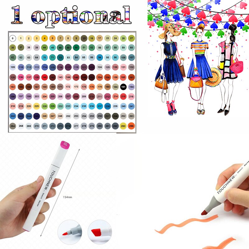 TouchNew 7th Generation Single 168Colors Artist Manga Graphic Based Art Markers Alcohol Based Pen Marker Set Art Supplies