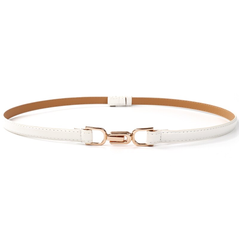 Cinturones ajustables de cuero PU a la novedosa para mujer, cinturón de corsé liso, vestido que combina con todo, , cinturones finos para , accesorios de abrigo: white color