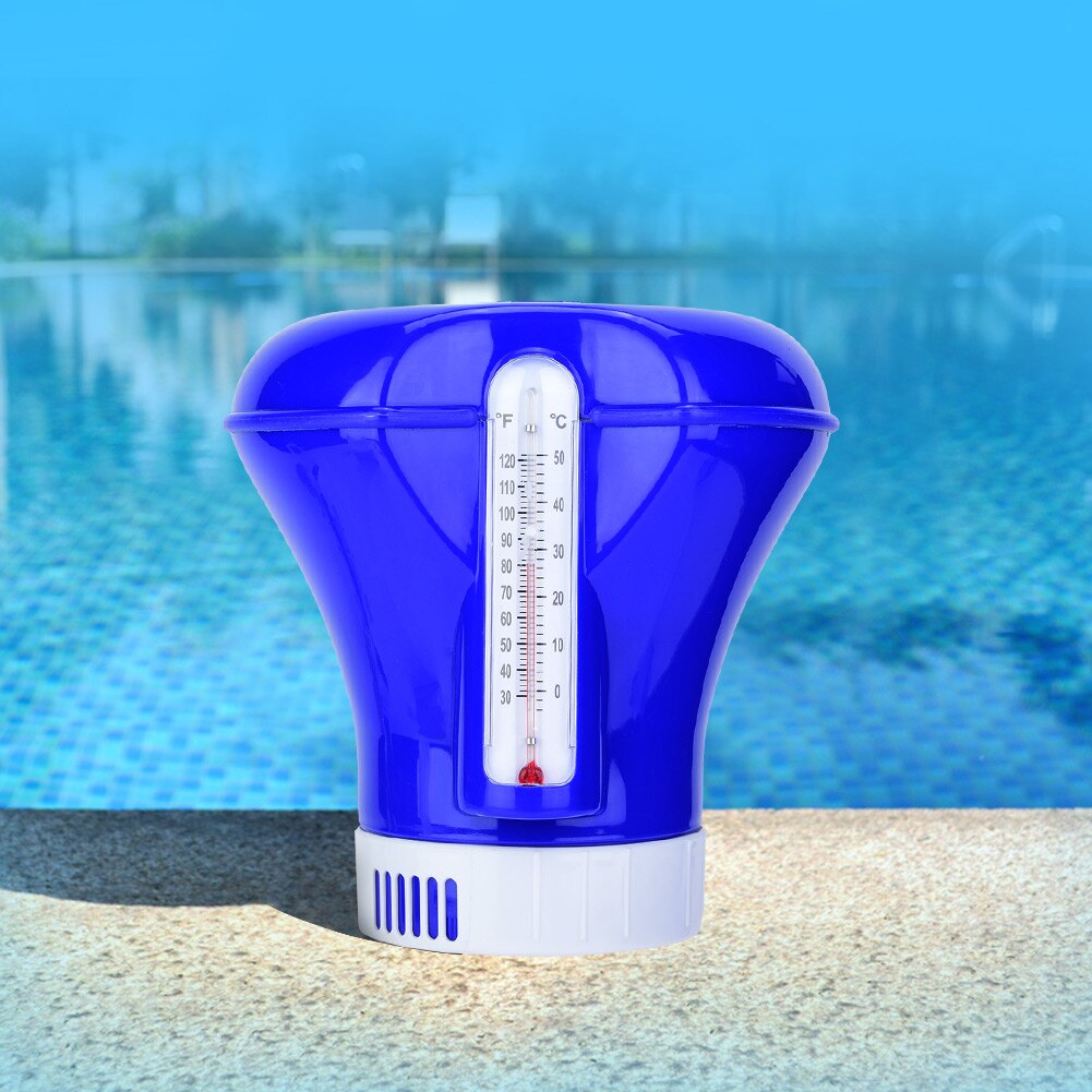 Swimming Pool Floating Chemical Chlorine Dispenser Tablet Holder With Thermometer Dispenser Disinfect Floating