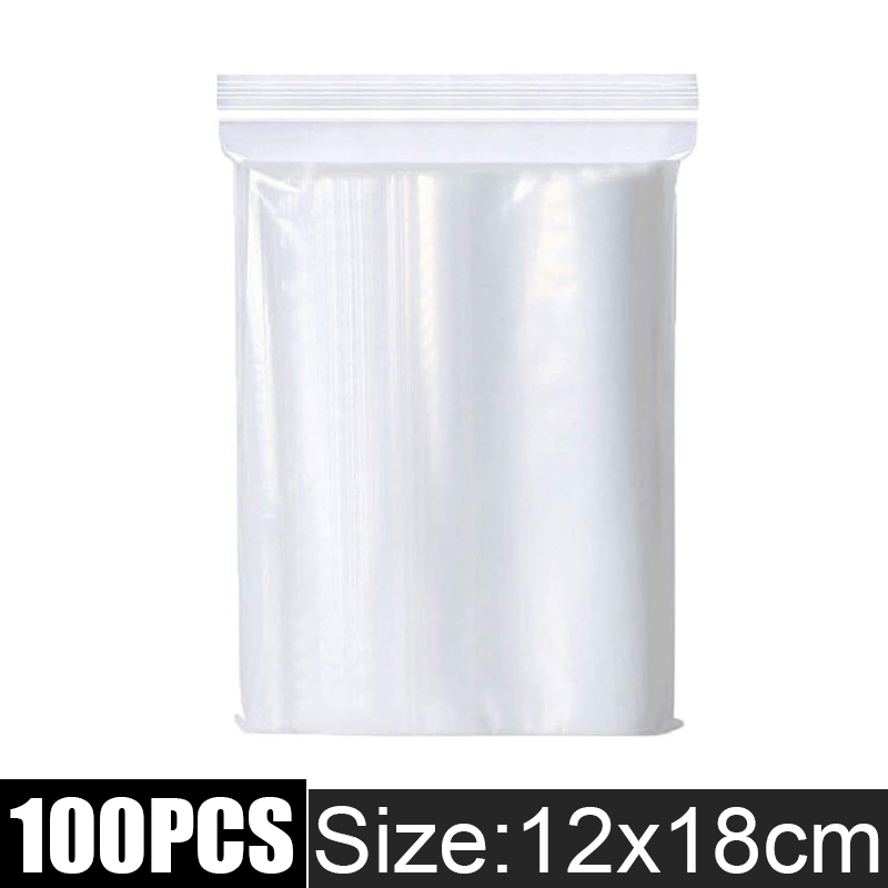 100-500pcs Thicken Zipper Self-sealing Bags Plastic Clear Reusable Small Packing Jewelry Storage Bag Reclosable Poly Bag Pouches: L / Brown