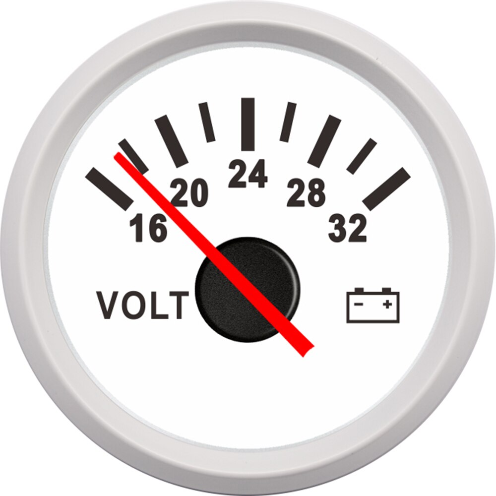 52mm volt meter mätare 8-16 volt 16-32v båt marin voltmeter auto reservdelar mätare motorcykel röd bakgrundsbelysning vattentät: Vit -16-32v