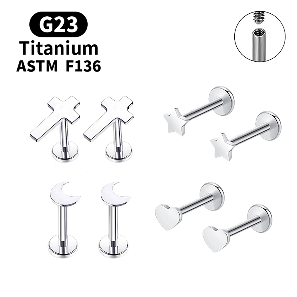 2 uds pendientes de tuerca G23 Piercing titanio grado Implante accesorios de joyería corporal Sexy para mujer