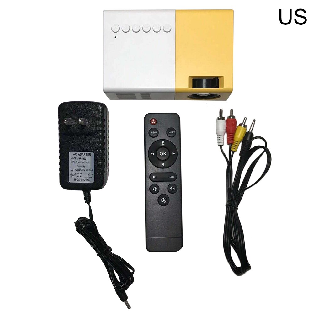 Projector Mini Portable Home Theater Office HD 1080P Entertainment Built-in Speaker: us