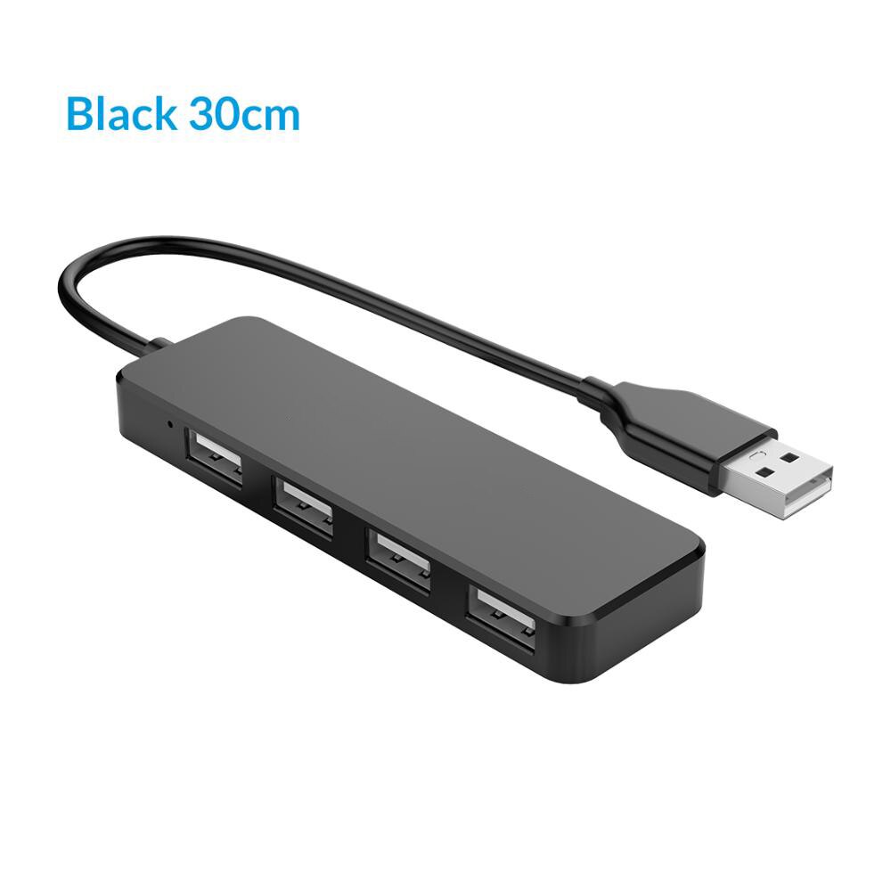 Mini usb hub multi 4 portar höghastighets usb 2.0 splitter portabel för windows mac os android laptop tillbehör: Svart