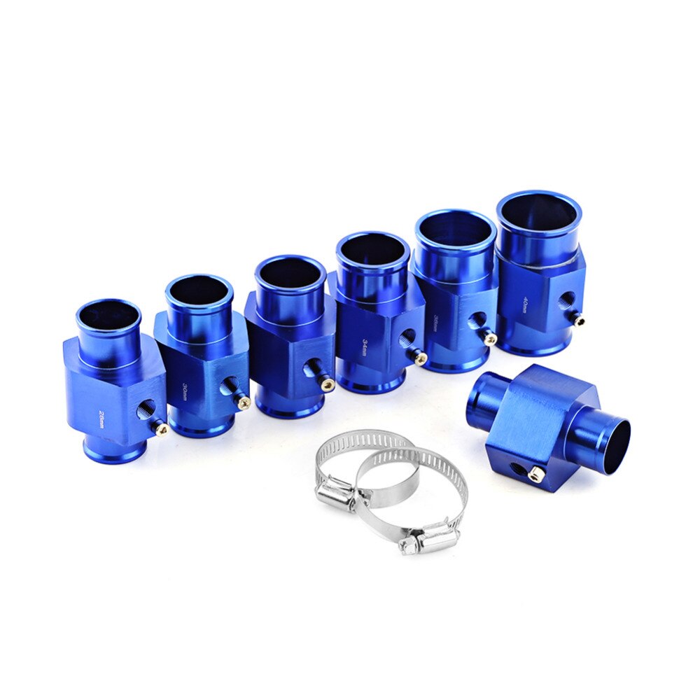 Adaptador de Sensor de temperatura para manguera de radiador de coche, junta Universal de Metal, color azul, 26/28/30/32/34/38/40mm