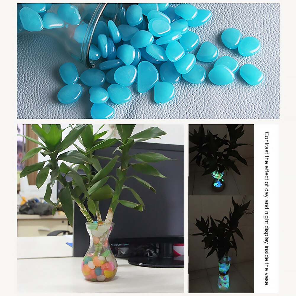 200 Uds. Piedras de adorno de acuario de piedra ligera brillan en la oscuridad piedras de guijarros luminosas para decoración de jardín decoración de peceras