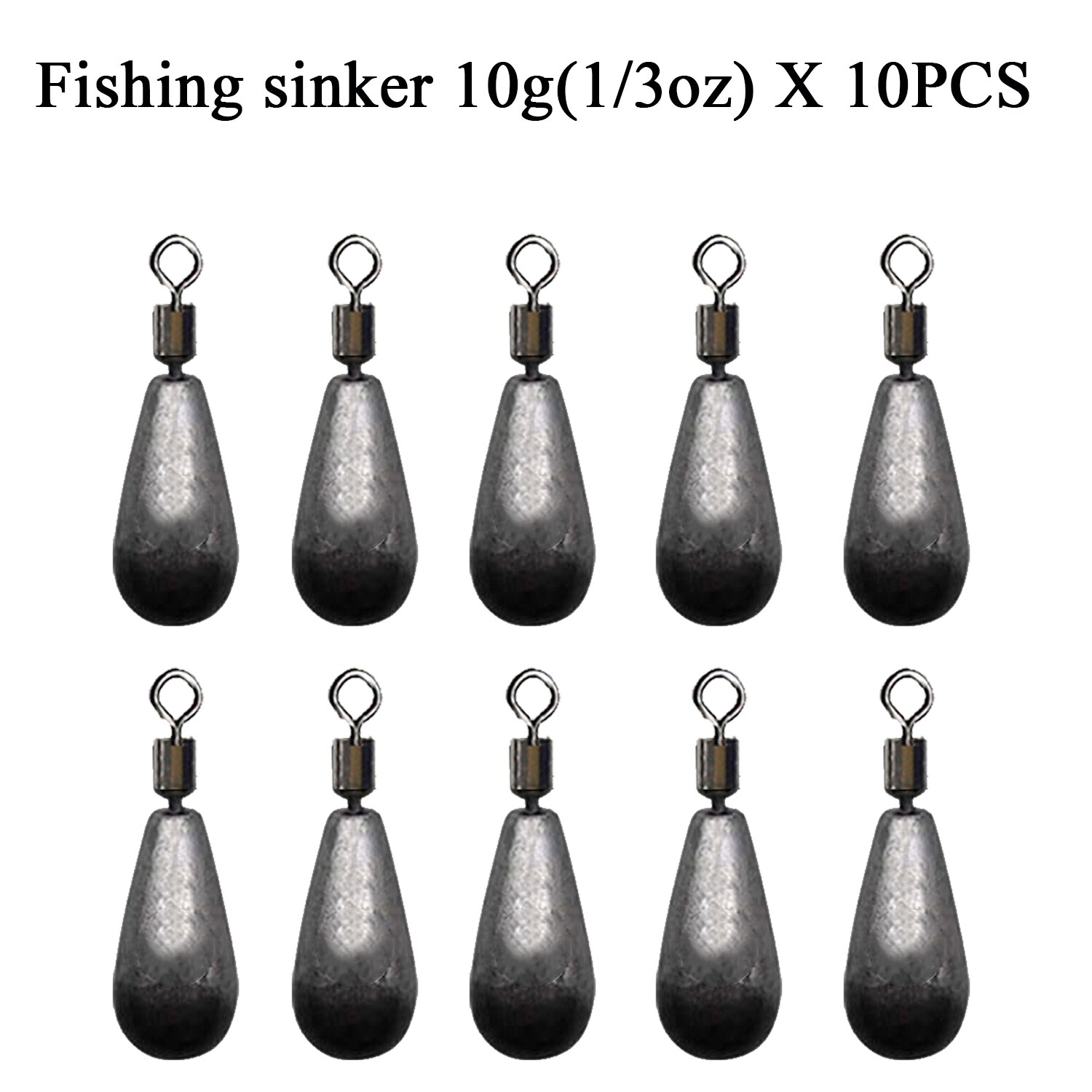 10 pz/lotto pesca peso platina 3.5g 5g 7g 10g 14g 20g pesi goccia d&#39;acqua attrezzatura da pesca accessori: 10g sinker