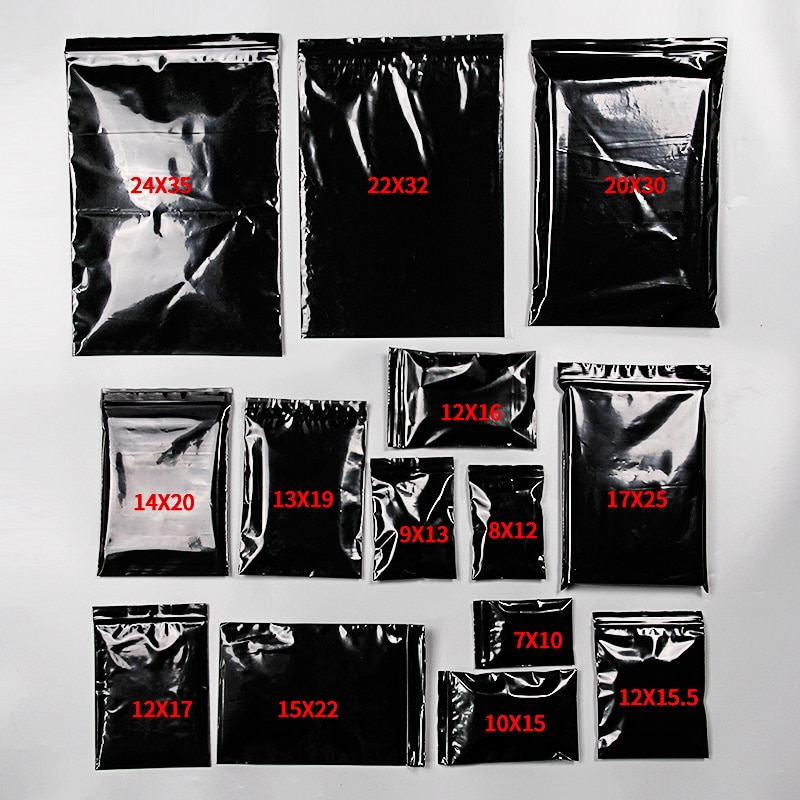 100Stck Schwarz undurchsichtig Farbe selbst Abdichtung Kunststoff Taschen Lichtdicht ziplock poly Reißverschluss beutel Postleitzahl-sperren lagerung taschen