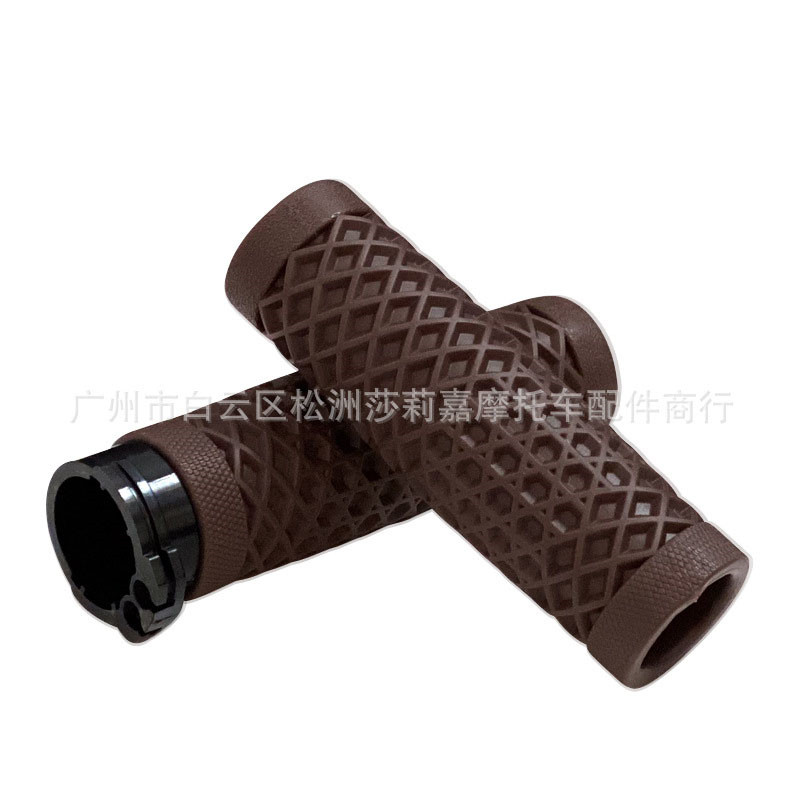 A Pair Motorcycle Handlebar Motorbike Throttle Grip Handle Rubber Modified Accessories Anti Slip 22MM 25MM Universal: Brown