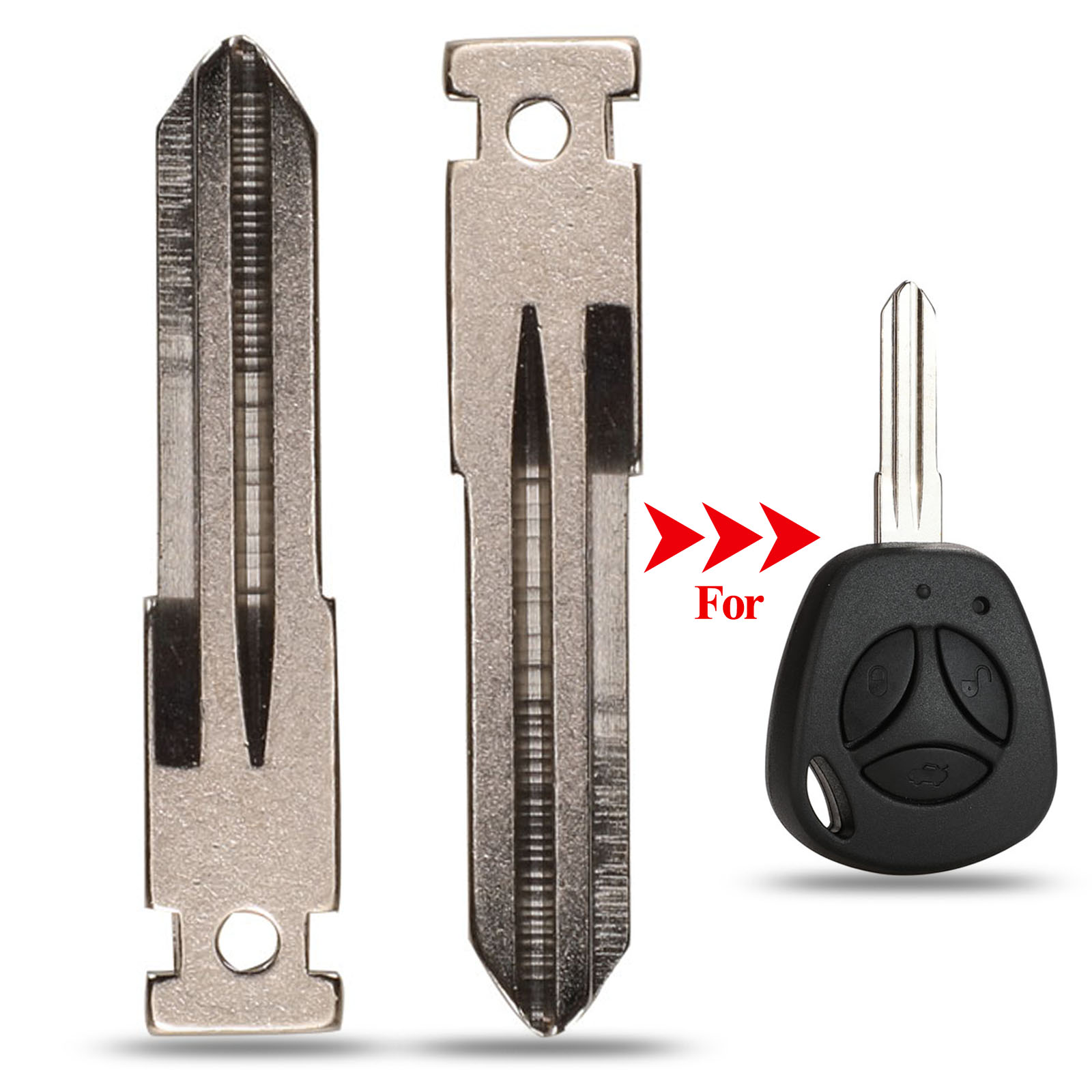 Hoja de llave de coche L5 sin cortar, carcasa de llave de repuesto para LADA, abatible, remota, plegable, en blanco, 10 piezas: Blanco