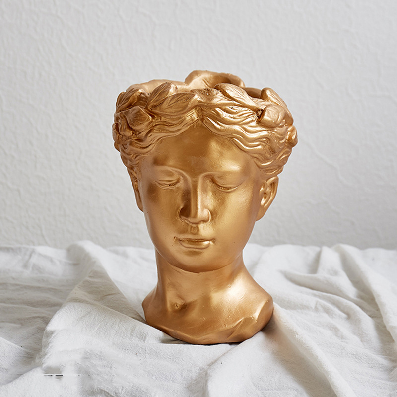 Vaso Vasos decoracion hogar אגרטלים Escultura Vaso Home Decor Europeia Cabeça de Cimento Vaso de Flores Decoração Do Jardim Venus Grego