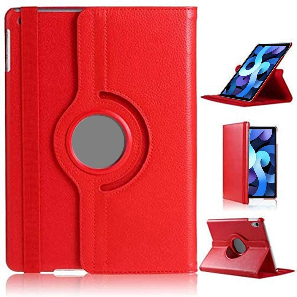 For Apple iPad Air 4th Generation 10.9" Rotating Smart Case Leather Folding Stand Cover with Auto Wake/Sleep Function: Red