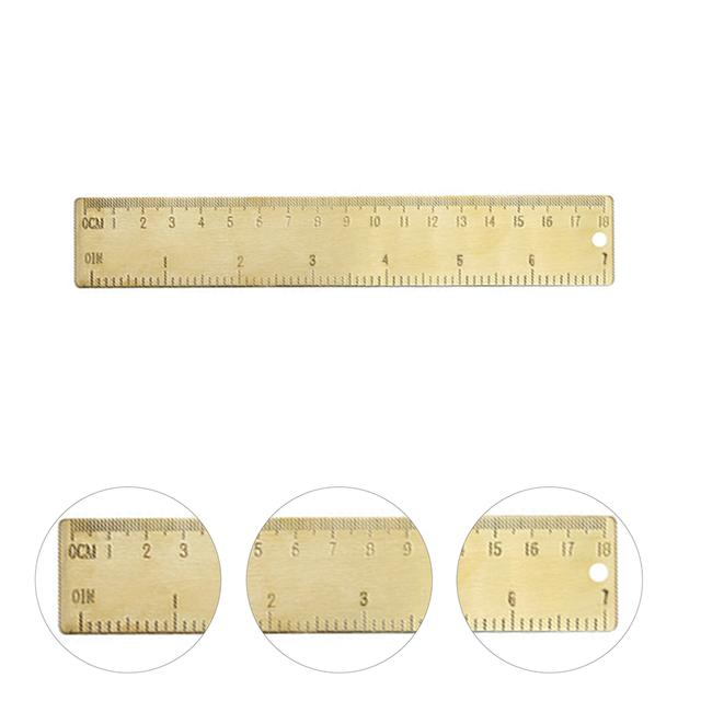 Office Measuring Ruler Decorative Brass Ruler Multi-functional Straight Ruler: Default Title