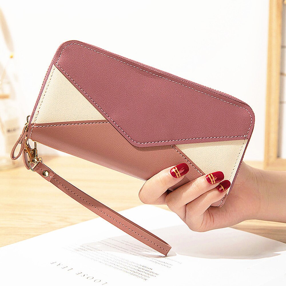 Bloemen polsband dames lange clutch tas grote capaciteit portemonnee dames portemonnee dames portemonnee mobiele telefoon kaarthouder catlas: Paars 