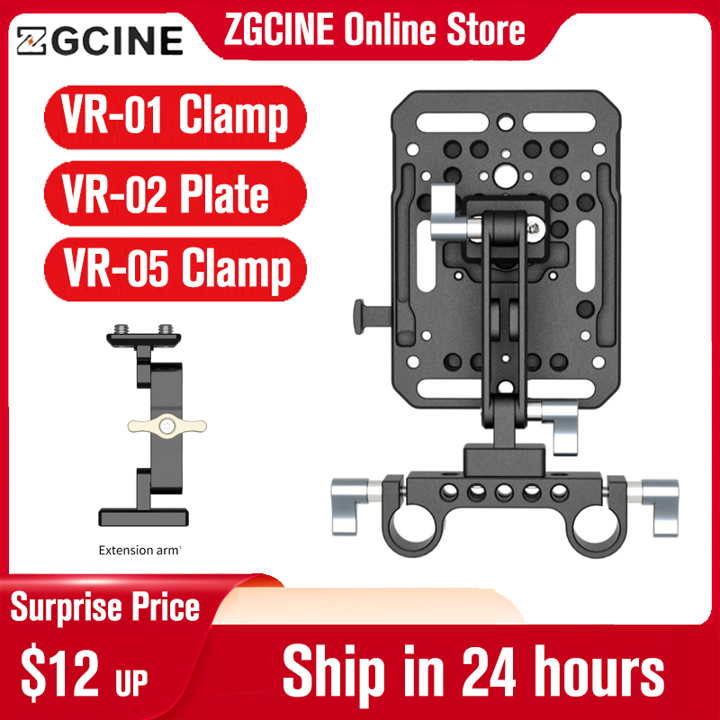 ZGCINE VR-01 VR-02 VR-05 V Mount Battery Plate W/ Rod Clamp standard V Lock battery plate adapter with automatic Lock protection
