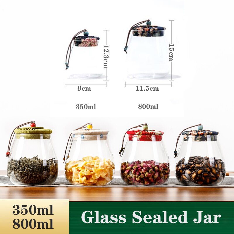 Glass Sealed Jar Tea Can Household Transparent Moisture-proof Storage Bottle Food Kitchen Storage Box