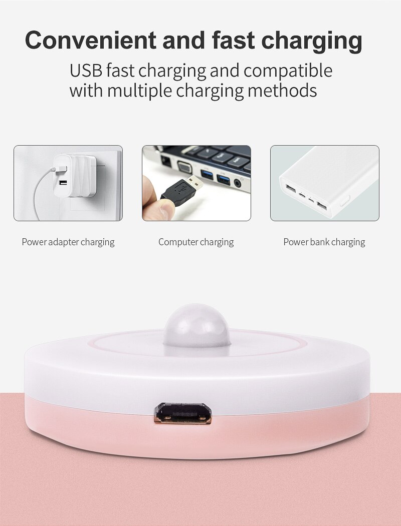 Mini Night Light Smart Motion Sensor LED Night Lamp Light Battery Operated WC Bedside Lamp For Room Hallway Pathway Toilet