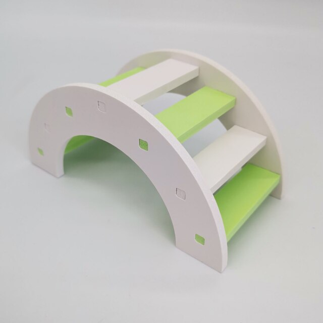 Hamster Rainbow Bridge Colorful Ladder Pet Activity Toys Climbing Playing Toy Ladder Mouse Chinchilla Mini Wooden Bridge: green white