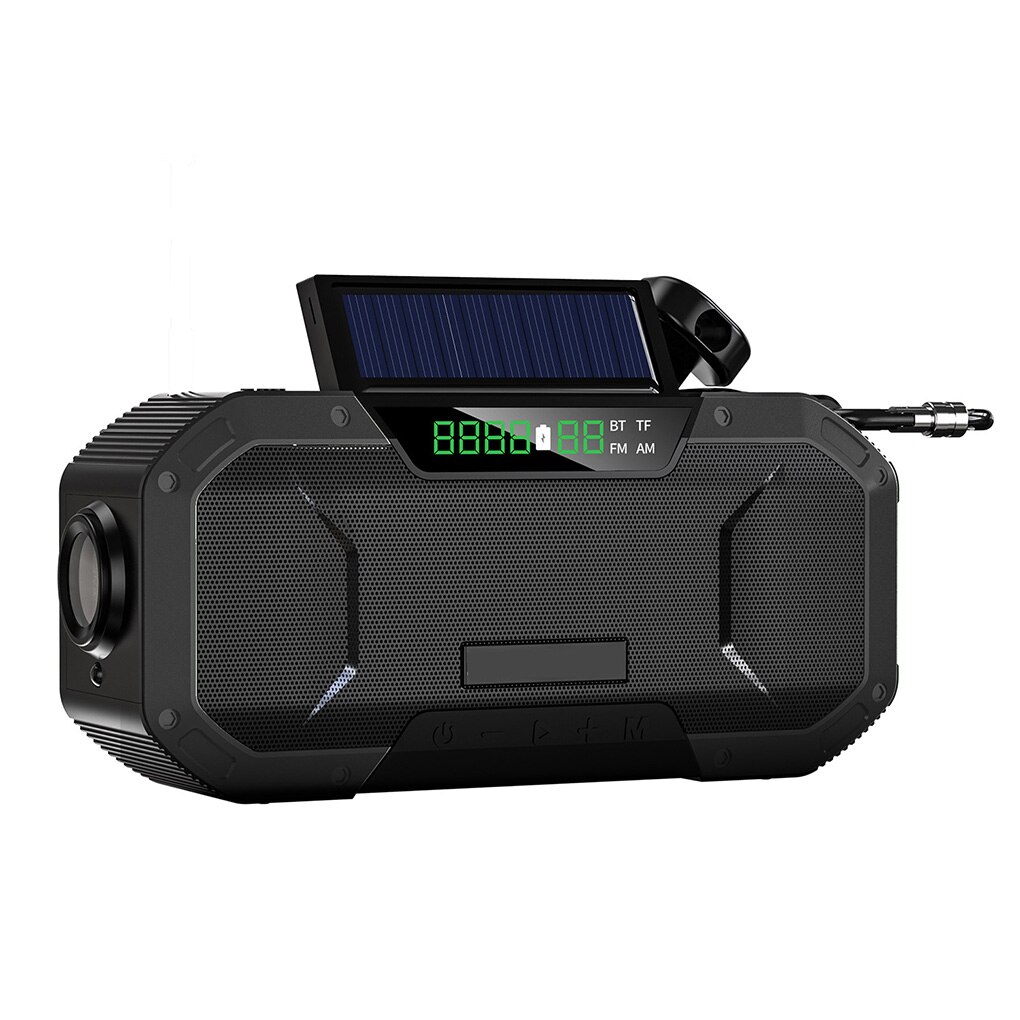 Multifunction Hand Crank Radio Solar Powered AM/FM Weather Radio Use Emergency LED Flashlight 4000mAh Power Bank Phone Charger: Black
