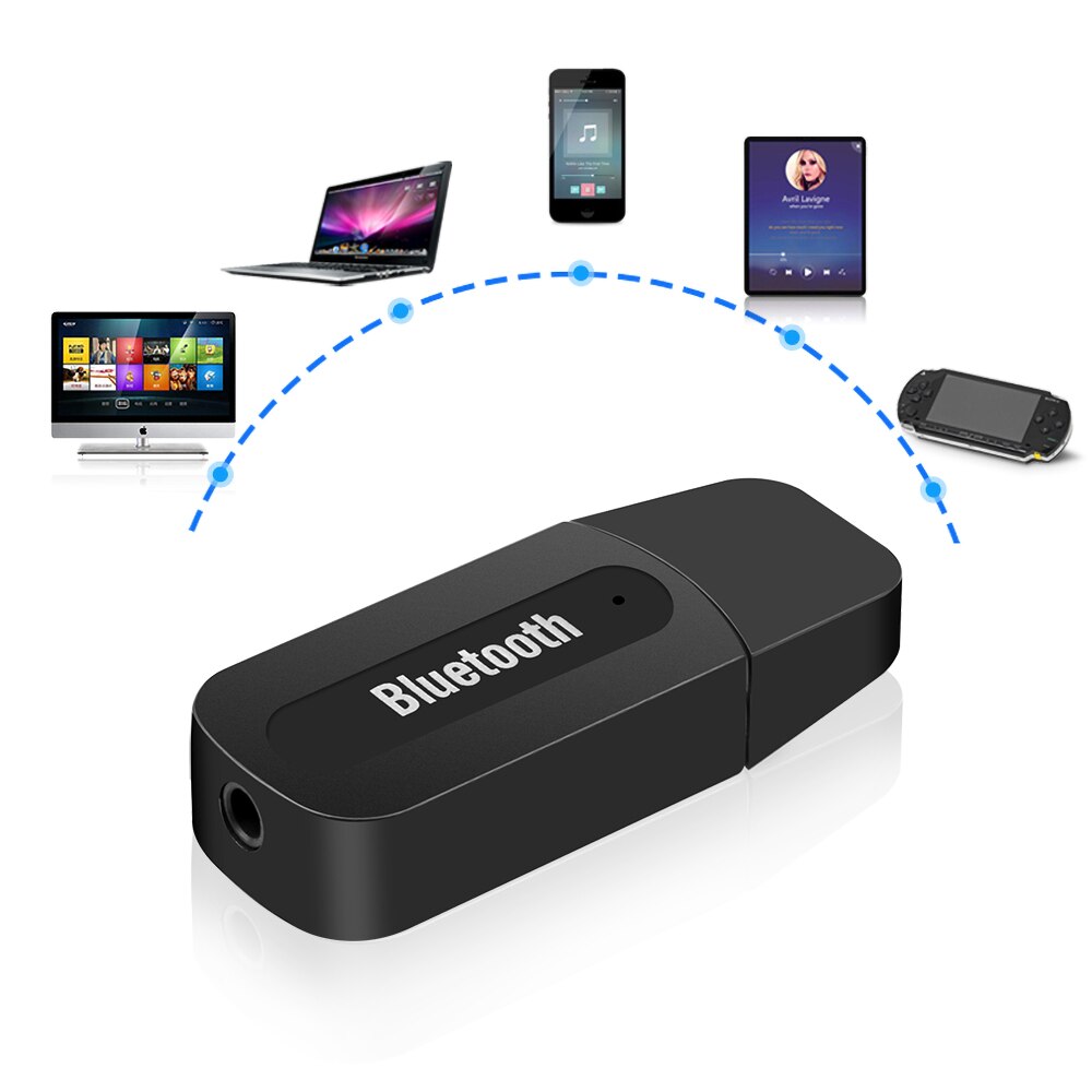 Kebidu Mini USB Wireless Bluetooth Stereo Music Receiver Dongle 3.5mm Jack cavo Audio per altoparlante per iPhone 6 plus