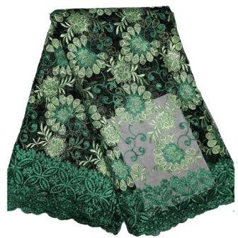 Afrikanska spetsblommor mönster 125 cm bredd tyg för kläder och säljs av 5 yard: Grön