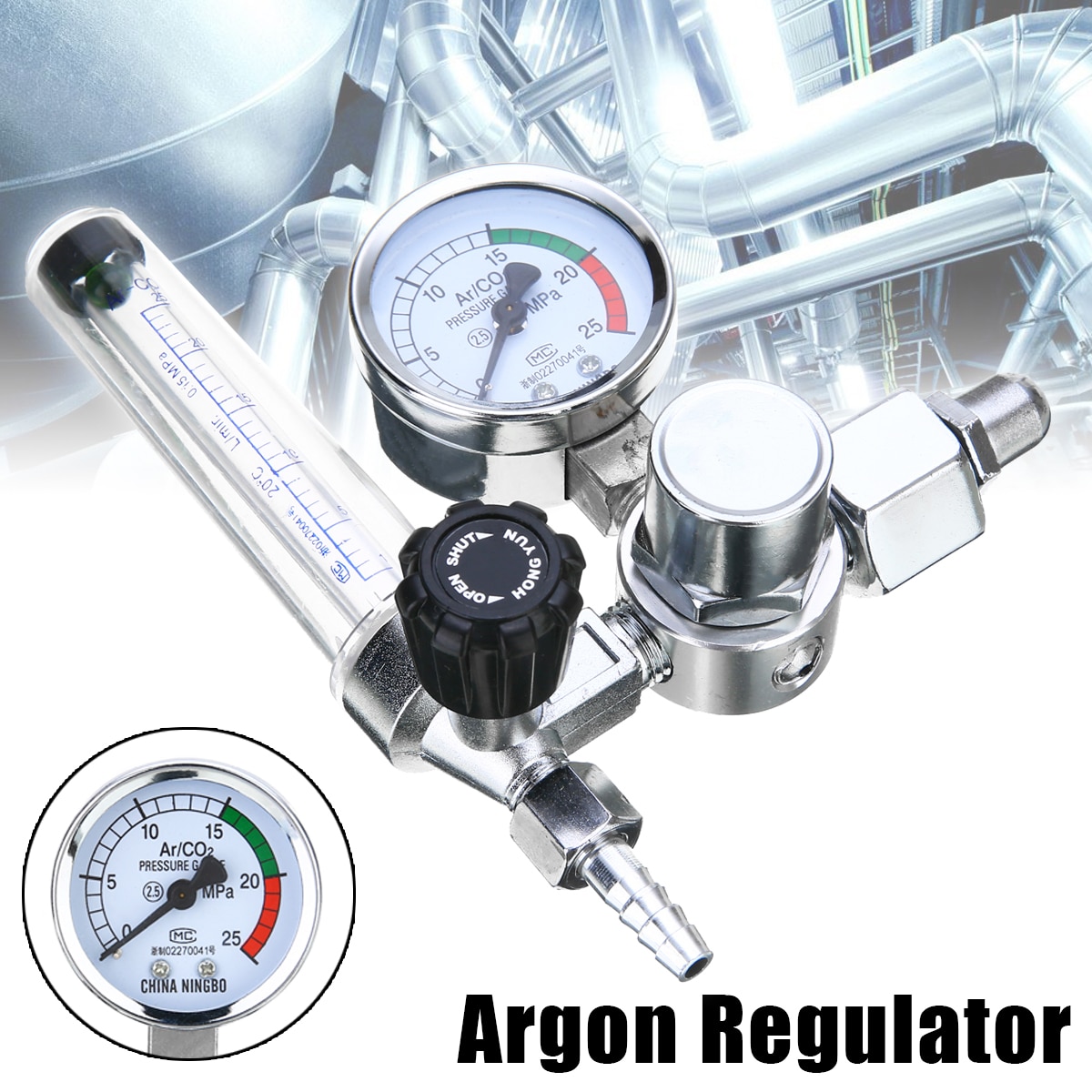 0-25Mpa Argon Regulator CO2 Mig Tig Flow Meter Gas Regulator Flowmeter Lassen Weld Gauge Argon Regulator Drukregelaar