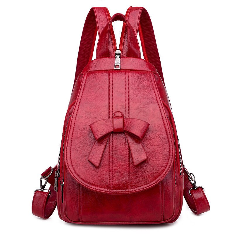 Mochila para mujer, de piel encerada, multifunción, con lazo, para mujer, pecho, hombro, bolsa de viaje para mujer, Mochila para chica adolescente: Red