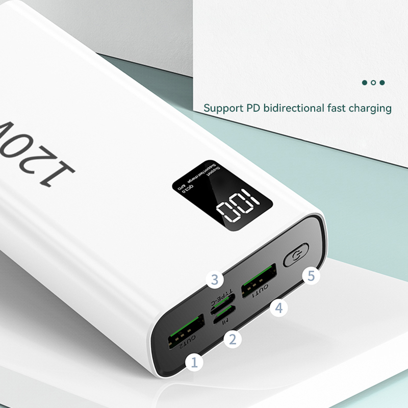 120W Super Fast Charging 50000 mAh Power Bank 100% sufficient capacity for mobile power supply for various mobile phones