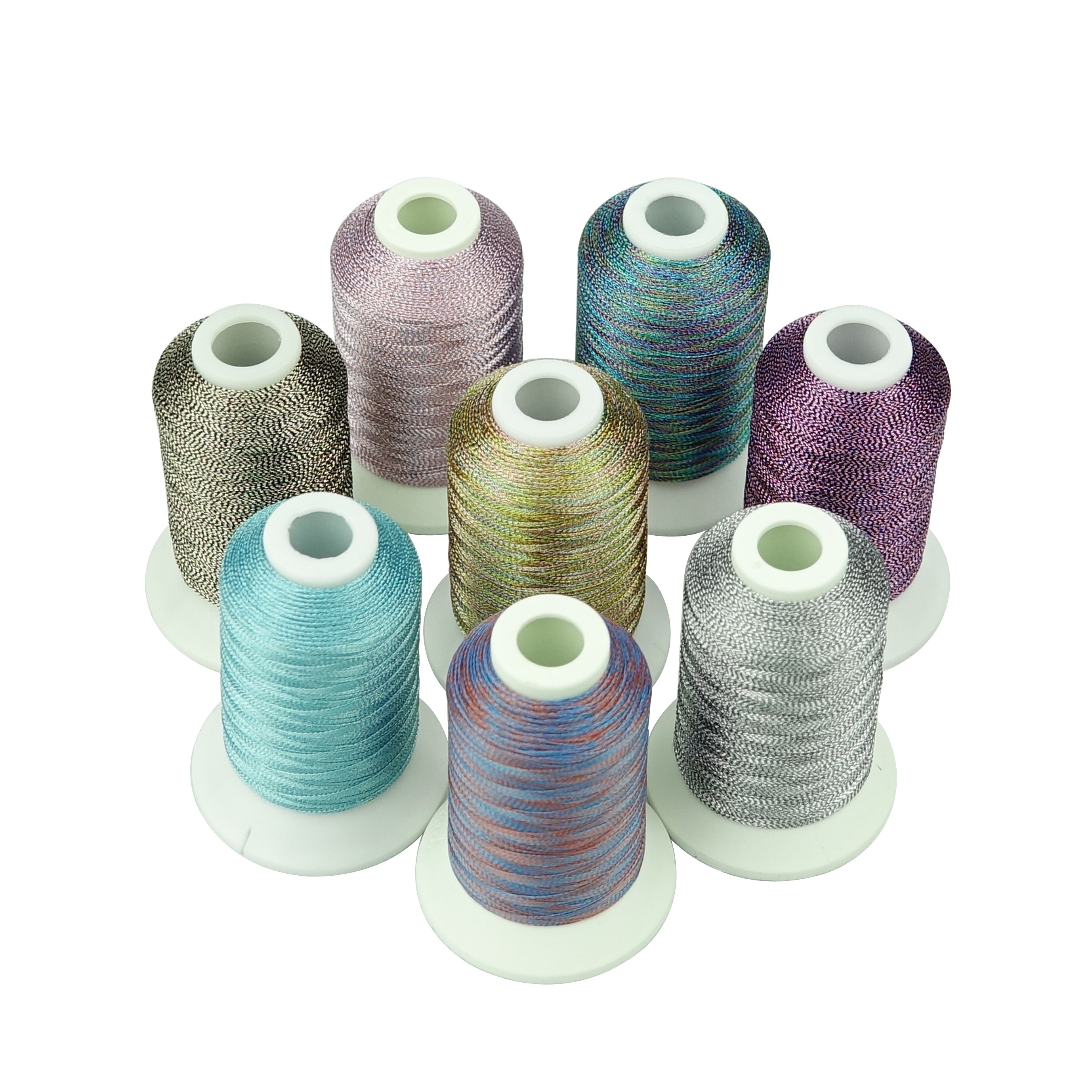 SIMTHREAD 8 Bohemia Colors/kit Metallic Embroidery Thread 550 Yards/Cone for Home Machine