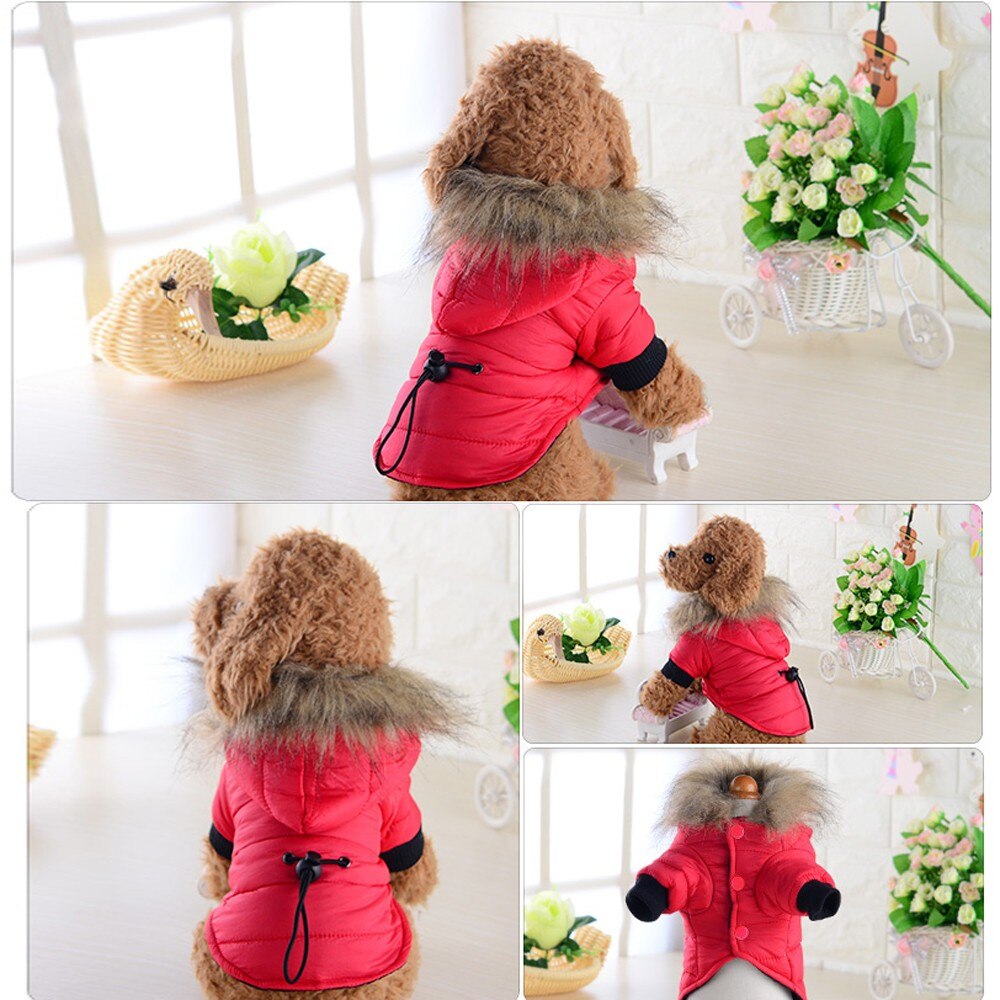 Hond Jas Winter Warm Kleine Hond Kleding Voor Chihuahua Soft Fur Hood Puppy Jas Kleding Hond Kleren Warm voor Hond D7