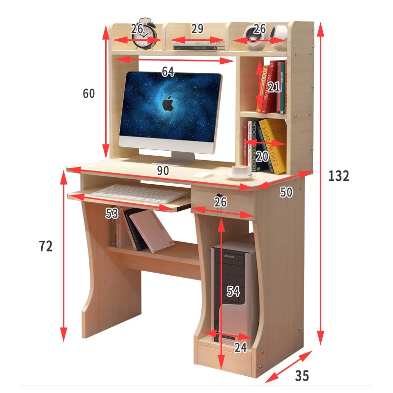 simple multifunctional office desktop computer table home bedroom student desk bookcase