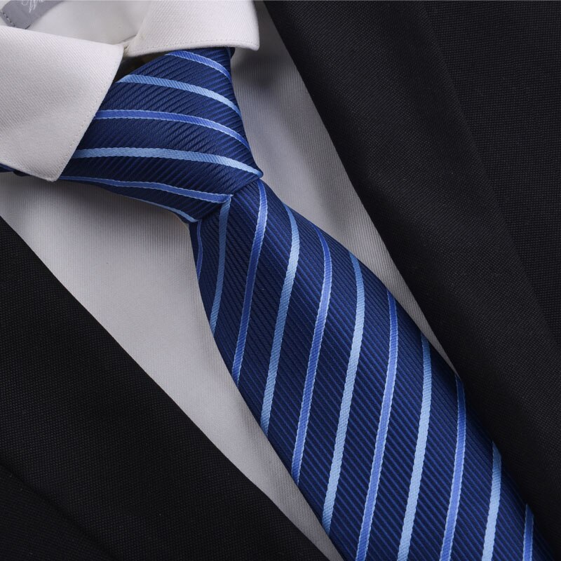 Corbata clásica de 8 cm para hombre a rayas para ceremonia de boda y cita, corbatas formales de de seda sintética con caja de