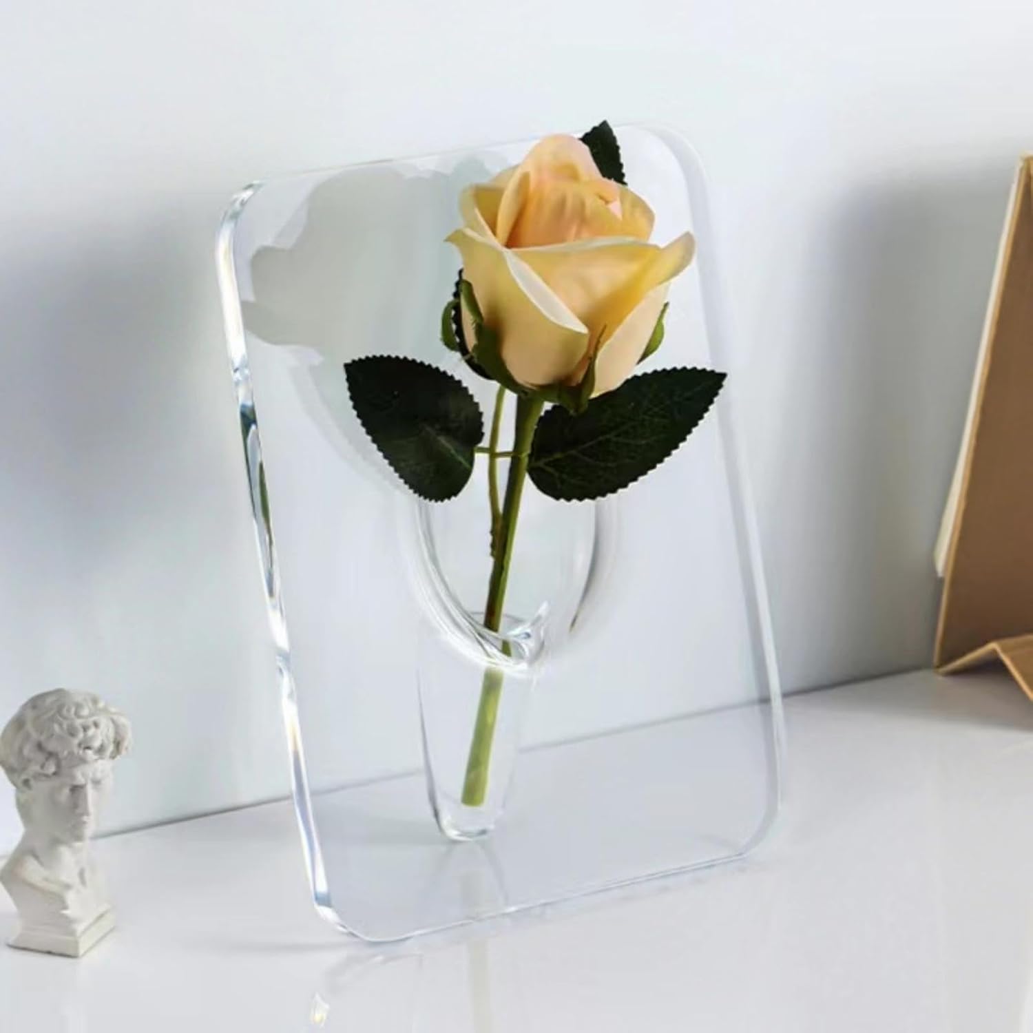 Rahmenförmige Blumenvase - Transparente Acrylvase für Blumen, Moderne Kunstvasen für sterben Heimdekoration, Dekorative Vasen für Schreibtische und Bücherregale