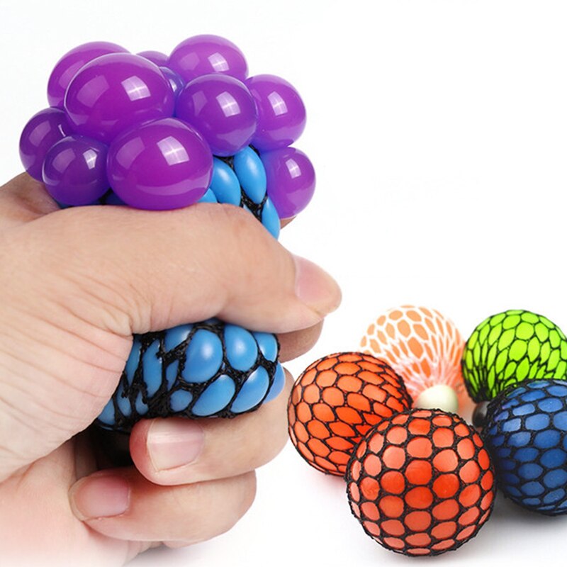 Stress Reliever Squeeze Speelgoed Mesh Bal Druif Squeeze Speelgoed Kind Volwassen Hand Te Kneden Novelty Sensory Fruitige Spelen Speelgoed