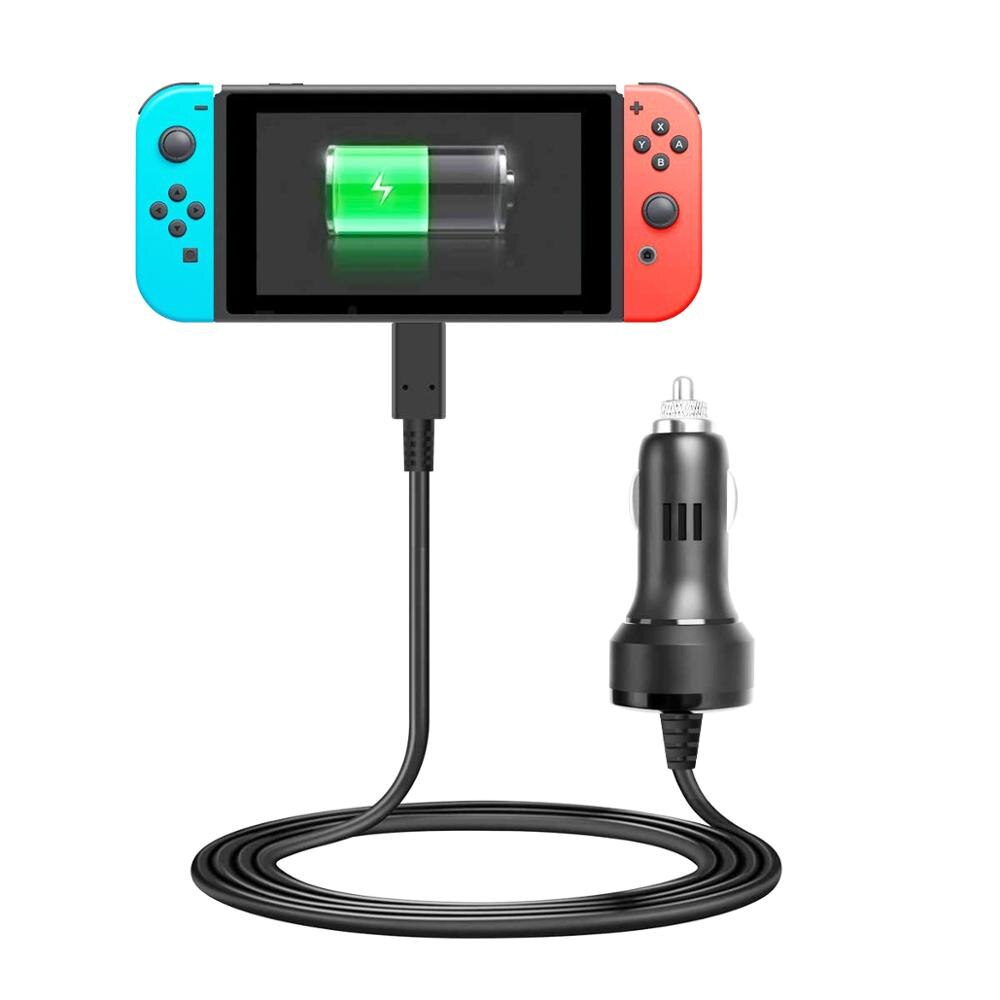 XRHYY Hoge Snelheid Auto Oplader Voor Nintendo Switch Draagbare USB Type C Oplaadkabel Voor Nintendo Switch (Zwart)
